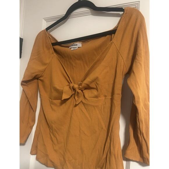 Vixen by Micheline Pitt Tops - XL TIE ME UP TOP IN MUSTARD - VIXEN BY MICHELINE PITT PINUP